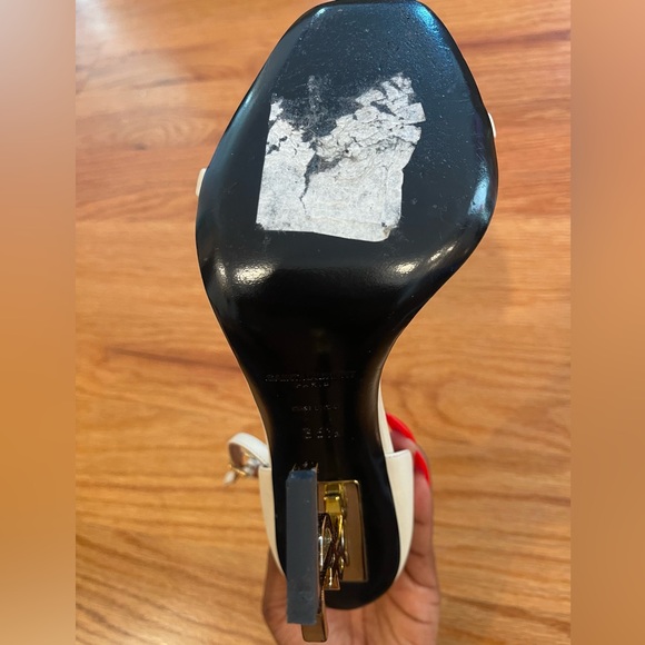 Saint Laurent Cream Ankle Strap Heels - Picture 5 of 7